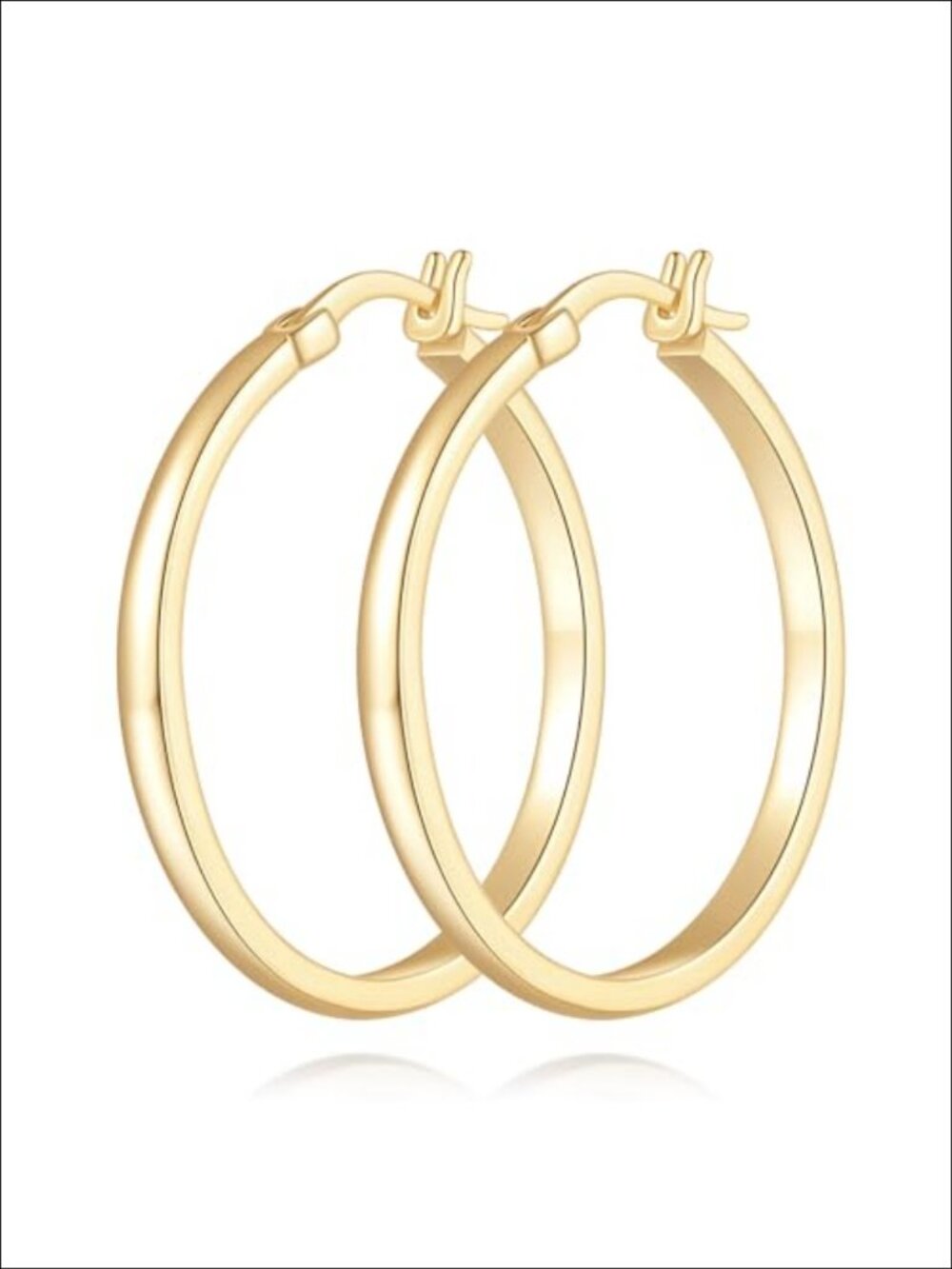 14K Gold Plated Hoop Earrings Latch Back Minimalist Everyday Jewelry